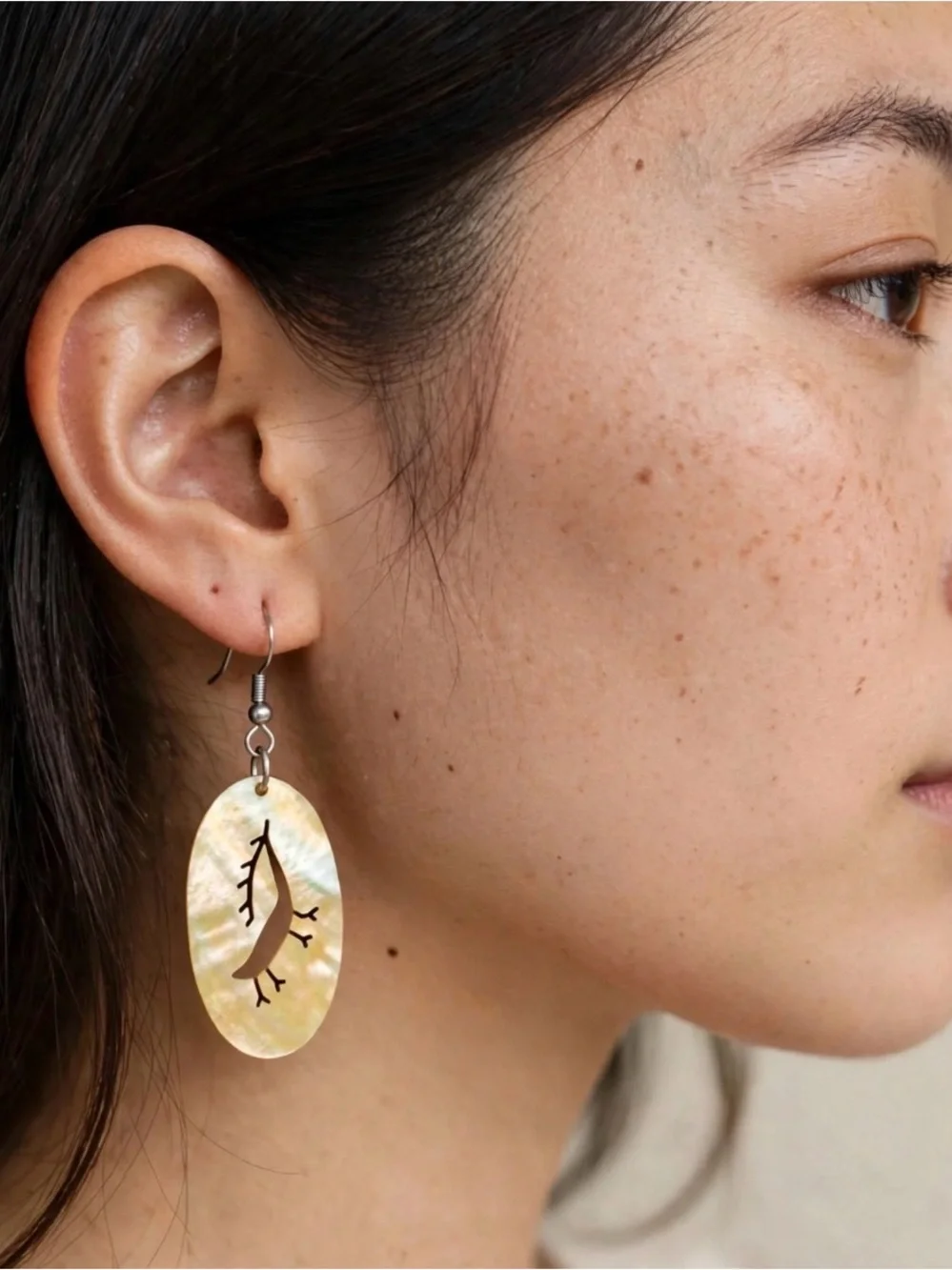Inspired Petroglyph Mother of Pearl Elk Earrings